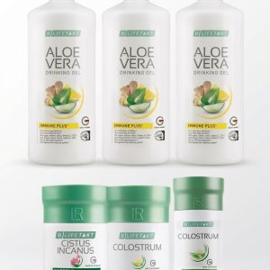 Seasonal Support Set LR com Aloe Vera Immune Plus, Colostro e Cistus Incanus para reforçar as defesas e o sistema imunitário